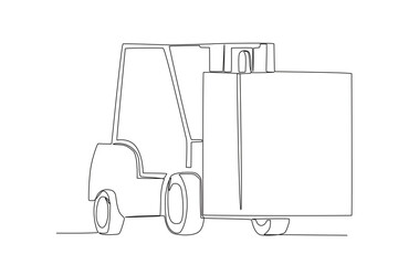 A vehicle transporting goods at the port. Harbor activities one-line drawing