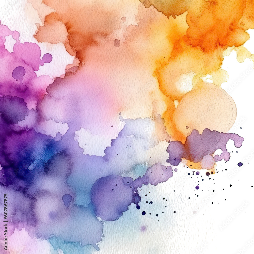 Poster abstract multicolored watercolor on transparent background.the color splashing in the paper. ai gene