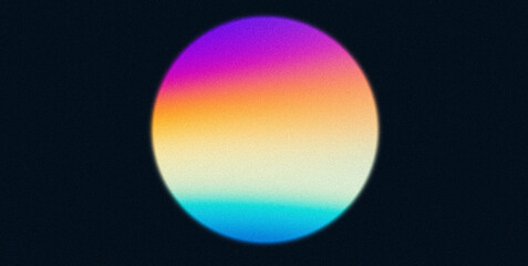Vibrant rainbow grainy gradient circle purple yellow blue orange abstract retro banner design