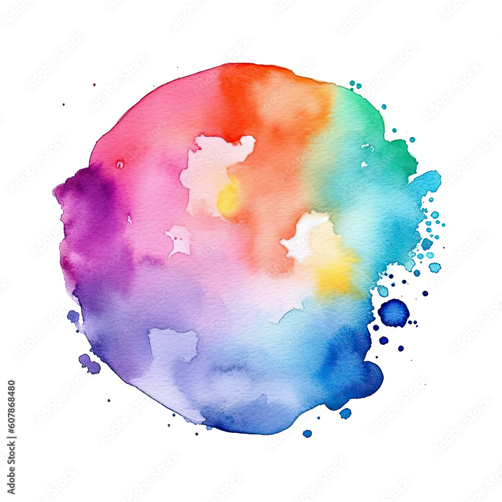 Poster abstract multicolored watercolor on transparent background.the color splashing in the paper. ai gene
