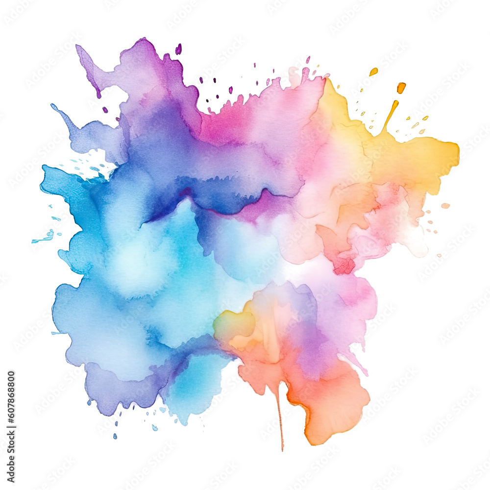 Poster abstract multicolored watercolor on transparent background.the color splashing in the paper. ai gene