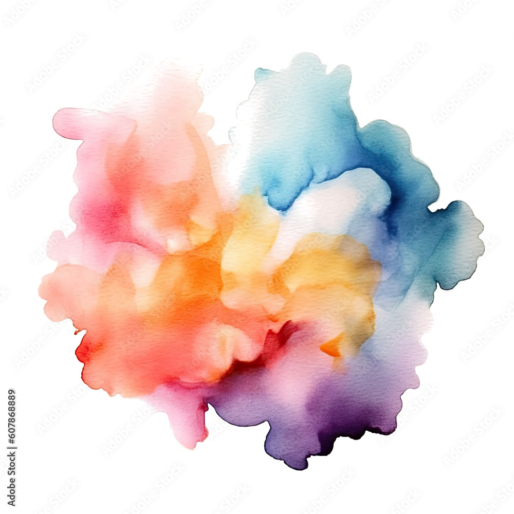 Poster abstract multicolored watercolor on transparent background.the color splashing in the paper. ai gene