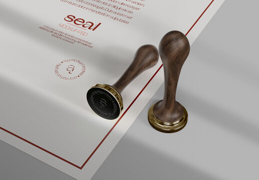 Wooden Handle Stamp and Stationery Mockup