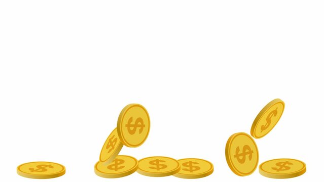 Gold coins falling into a pile