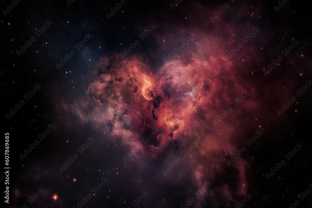 Canvas Prints heart-shaped nebula with bright stars in the background, created with generative ai