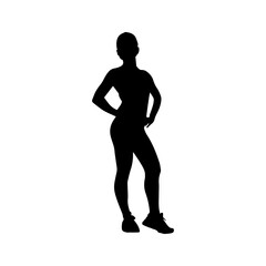 Vector illustration. Silhouette of a woman in sportswear.