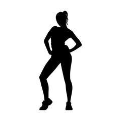 Vector illustration. Silhouette of a woman in sportswear.