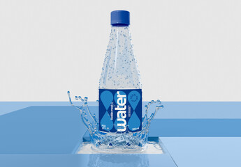 Plastic Bottle with Splash Mockup