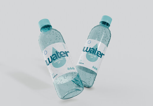 Two Plastic Water Bottles Mockup
