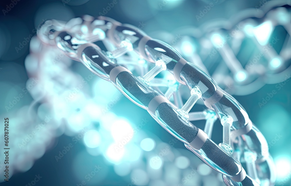Poster a white dna structure in the background generative ai