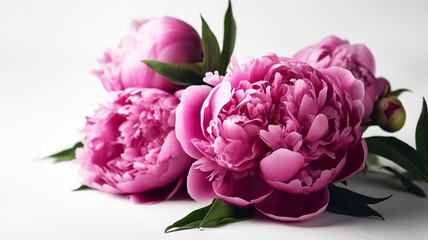 Fototapeta premium Bouquet of peonies on a white background, generative AI tools 
