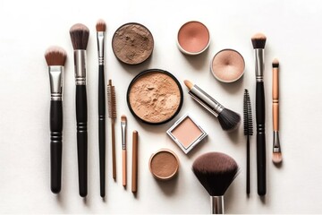 Eyeshadow Lipstick Brushes Foundation makeup professional photography ai generated