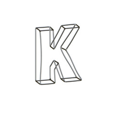 Outline Steel Wire 3D Alphabet or PNG Letters