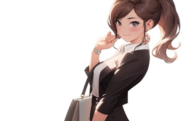 Asian Female Stylist White Backdrop Very Happy With Copyspace Generative AI