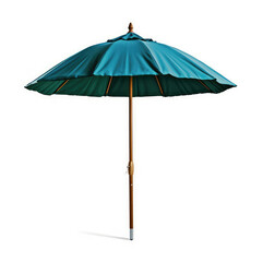 Big blue beach umbrella isolated on white background