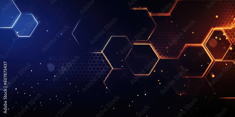 Poster blue hexagon technology abstract background. generative ai aig21.