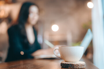 Opening a small entrepreneur business, Happy young Asian woman barista in an apron near a coffee shop bar counter, Small business owner of restaurant or cafe , SME business and shop seller concept