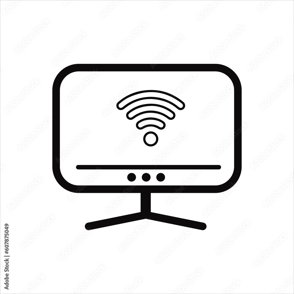 Poster computer and wifi icon or lcd monitor. outline icon
