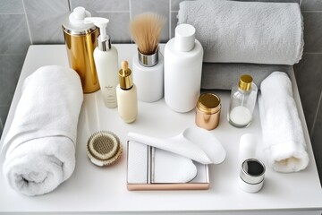 face wash serums moisturizers body lotion professional photography ai generated