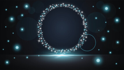 Glow light effect. Circular lens flare. Glitter Particles In Circle. Abstract rotational lines. Power energy neon lights cosmic abstract frame. Magic round frame. Swirl trail. Bokeh flare.