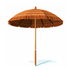 Big brown beach umbrella isolated on white background