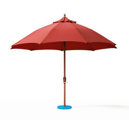 Big red beach umbrella isolated on white background