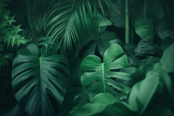 Abstract green leaves nature texture background, Generative ai
