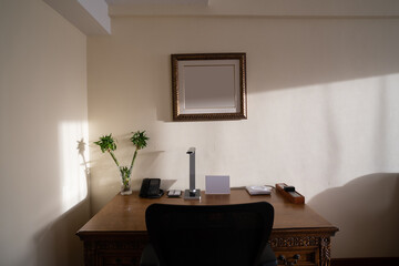 Luxury vintage working room with window light
