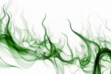 Abstract green tendrils reaching out against a white background, Generative ai