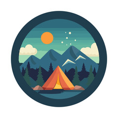 night camp, tent camping vector, for outdoor adventure logo