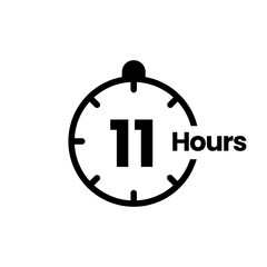11 hours clock sign icon
