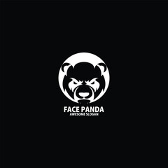 face circle panda logo design icon symbol