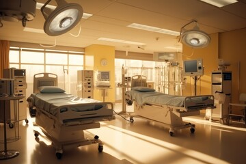 intensive treatment unit room with stuff professional photography ai generated
