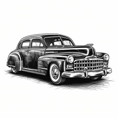 Fototapeta premium Vintage Car isolated on white. Wall art. Car Poster Canvas