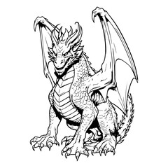 Dragon symbol of 2024, linear illustration