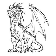 Dragon symbol of 2024, linear illustration