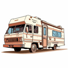 an illustration of a motorhome, trailer with wheels