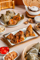 Zongzi, rice dumpling for Chinese traditional Dragon Boat Festival (Duanwu Festival)