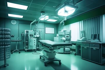 intensive treatment unit room with stuff professional photography ai generated