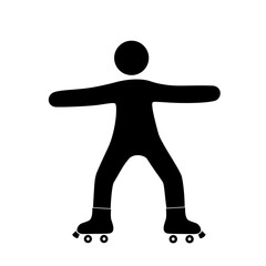 Transition with straight legs on roller skates of a person
