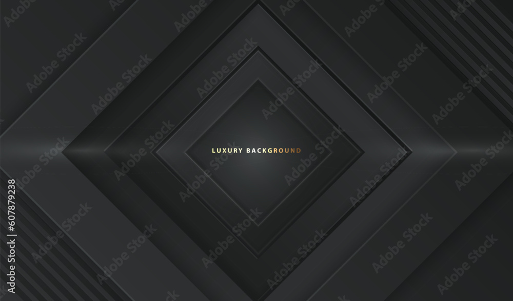 Poster geometric shapes black luxury background with square pattern. modern lines layout vector design.