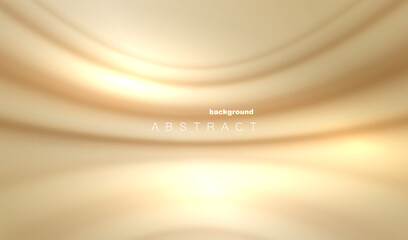 Luxury cream color background with golden line elements and curve light  blurred effect  vector.