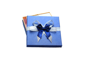 blue gift box with ribbon isolated, png, object, present, 