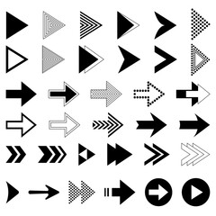 Arrow buttons. Big set of black arrow icons. Concept of black arrows for design.