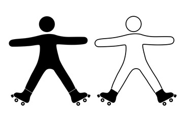 Transition with sraight legs on roller skates of people