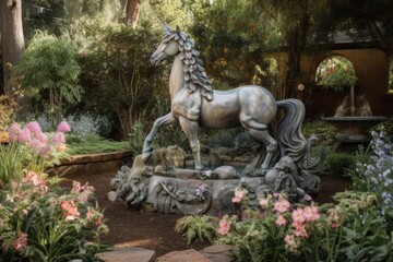magical garden, filled with fairies, unicorns and magic, created with generative ai