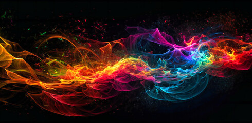 colorful light stream on the black background