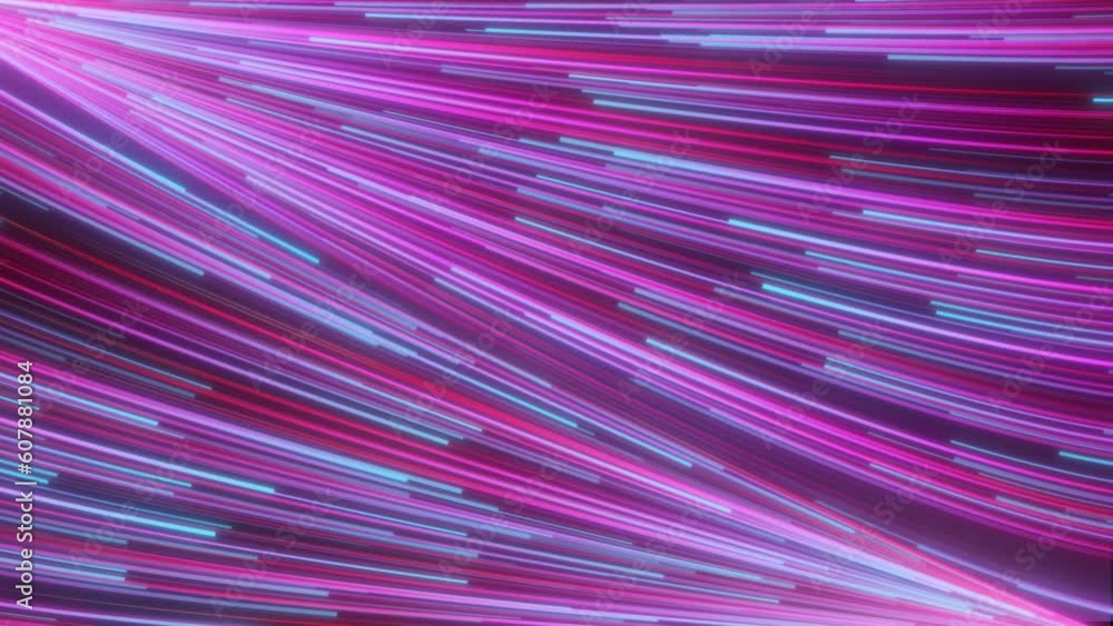 Poster abstract background with pink blue neon lines seamlessly loop opposite directions, cycled 3d animati
