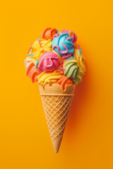 Multicoloured ice cream. Generative Ai