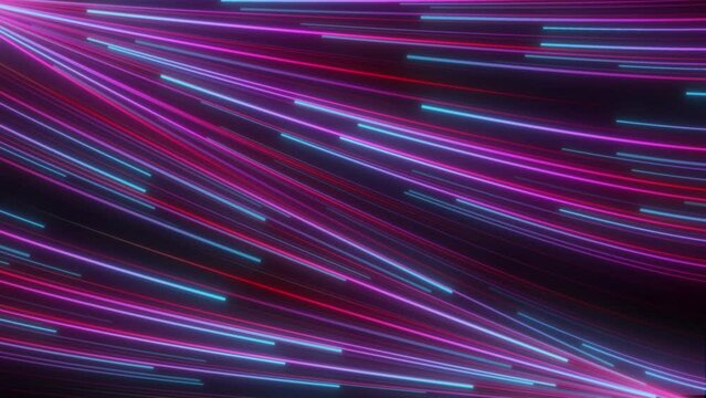 Abstract cyberspace neon pink and blue line looping opposite direction into middle motion background